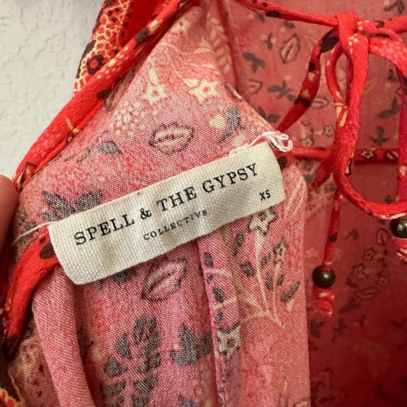 SPELL & THE GYPSY Collective Celestial Mini Dress Lace Up Back in Red - Picture 11 of 15